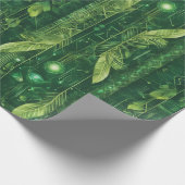 Futuristisch groen bladpatroon cadeaupapier (Hoek)