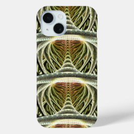 Futuristisch groen, wit en Sinaasappel Abstract iPhone 15 Case