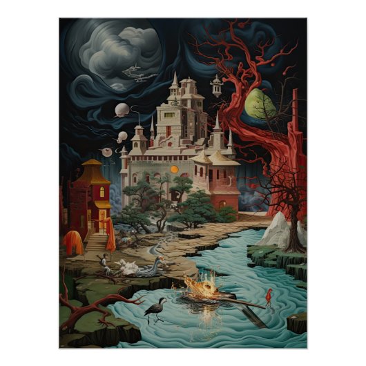 Futuristisch kasteel avontuur Cyber World Perfect Poster (Voorkant)