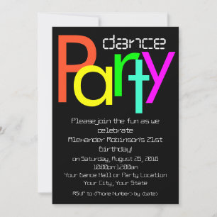 Futuristisch Leuk 5x7 Dance Party Uitnodiging