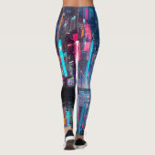 Futuristisch levendig neon nacht stadsgezicht leggings (Achterkant)