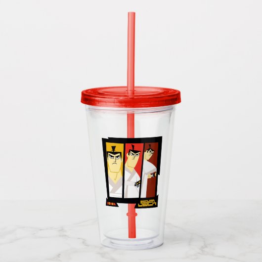 Futuristisch Lijst met Samurai Jack-teken op drie  Acryl Drinkbeker (Voorkant)