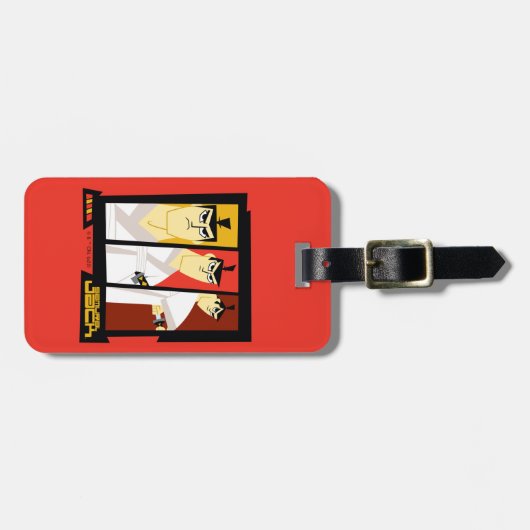 Futuristisch Lijst met Samurai Jack-teken op drie Bagagelabel (Voorkant horizontaal)