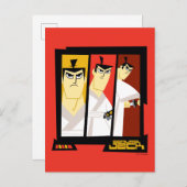 Futuristisch Lijst met Samurai Jack-teken op drie Briefkaart (Voorkant / Achterkant)