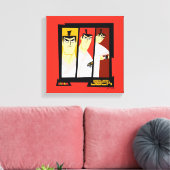 Futuristisch Lijst met Samurai Jack-teken op drie Canvas Afdruk (Insitu (Woonkamer))