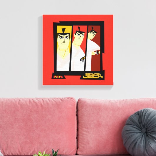 Futuristisch Lijst met Samurai Jack-teken op drie Canvas Afdruk (Insitu (Woonkamer))