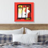 Futuristisch Lijst met Samurai Jack-teken op drie Canvas Afdruk (Insitu (Slaapkamer))