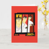 Futuristisch Lijst met Samurai Jack-teken op drie Kaart (Gele Bloem)