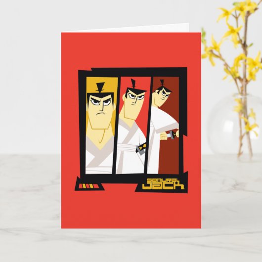 Futuristisch Lijst met Samurai Jack-teken op drie Kaart (Gele Bloem)