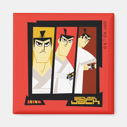 Futuristisch Lijst met Samurai Jack-teken op drie  Magneet (Voorkant)
