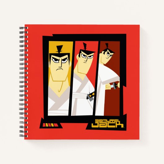 Futuristisch Lijst met Samurai Jack-teken op drie Notitieboek (Voorkant)