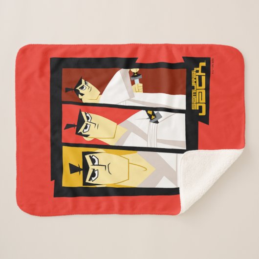 Futuristisch Lijst met Samurai Jack-teken op drie Sherpa Deken (Voorkant (horizontaal))