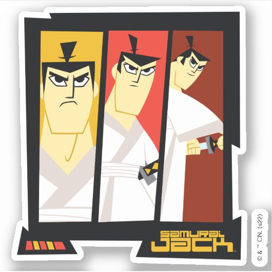 Futuristisch Lijst met Samurai Jack-teken op drie Sticker (Voorkant)