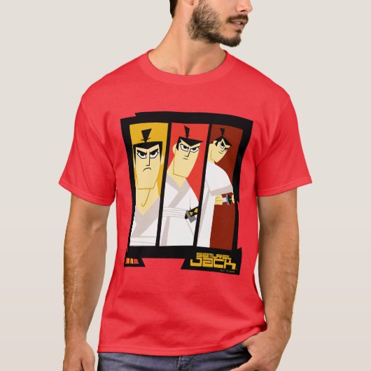 Futuristisch Lijst met Samurai Jack-teken op drie T-shirt (Voorkant)