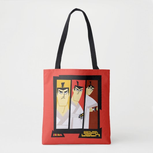 Futuristisch Lijst met Samurai Jack-teken op drie Tote Bag (Voorkant)