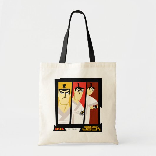 Futuristisch Lijst met Samurai Jack-teken op drie  Tote Bag (Voorkant)