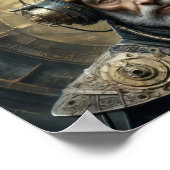 Futuristisch man, steampunk pantser en psycho helm poster (Hoek)