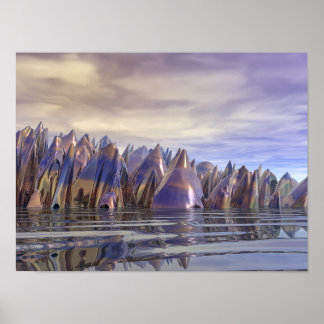 Futuristisch Metalen Landschap Poster