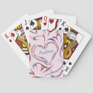 Futuristisch Metallic Roze Schattige Hart Kleurrij Pokerkaarten