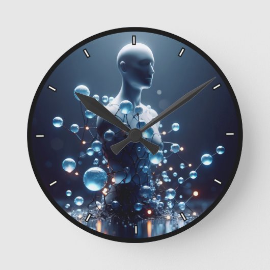  futuristisch moleculair energieontwerp ronde klok (Voorkant)