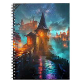 Futuristisch Neon Glowing Cyberpunk Fort Gamer Notitieboek