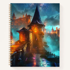 Futuristisch Neon Glowing Cyberpunk Fort Gamer Notitieboek