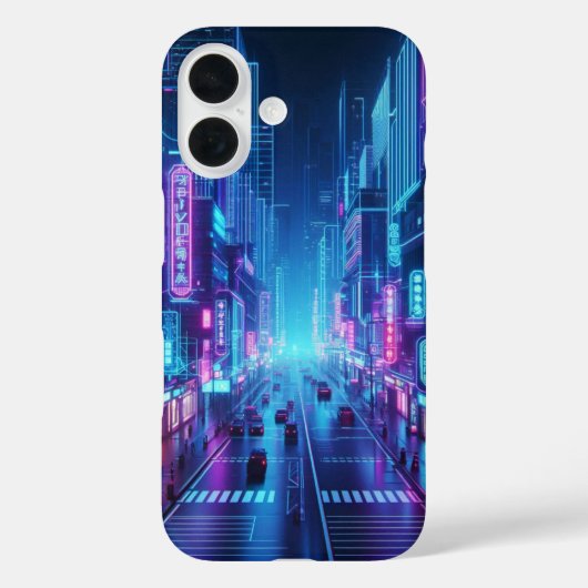 futuristisch neon stadsbeeld Case-Mate iPhone case (Achterkant)
