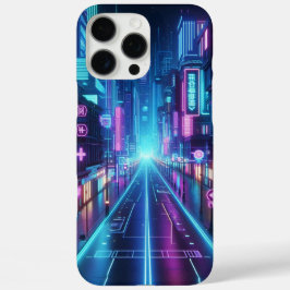 futuristisch neon stadsbeeld iPhone 16 pro max hoesje