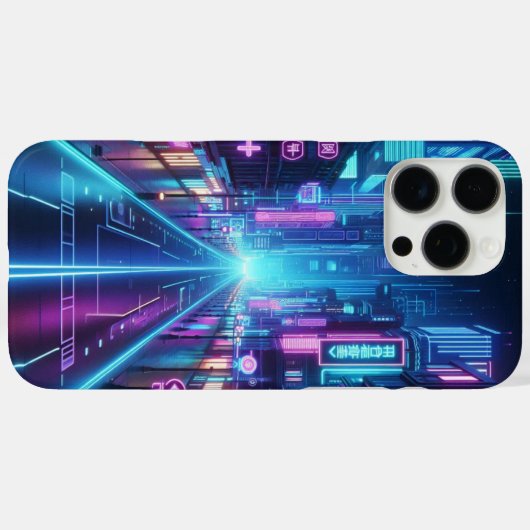 futuristisch neon stadsbeeld Case-Mate iPhone case (Achterkant (horizontaal))
