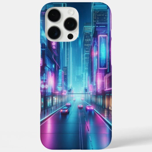 futuristisch neon stadsbeeld Case-Mate iPhone case (Achterkant)