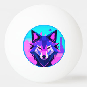 Futuristisch Neon Wolf Gezicht in Geometrische Kun Pingpongbal