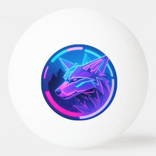 Futuristisch neon wolfengezicht in geometrische ku pingpongbal