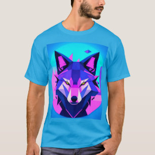 Futuristisch neon wolfengezicht in geometrische ku t-shirt