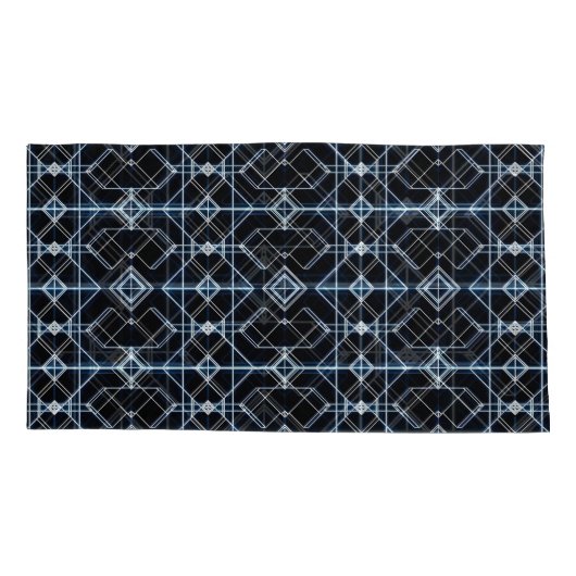 futuristisch neonrasterpatroon kussensloop (Achterkant)