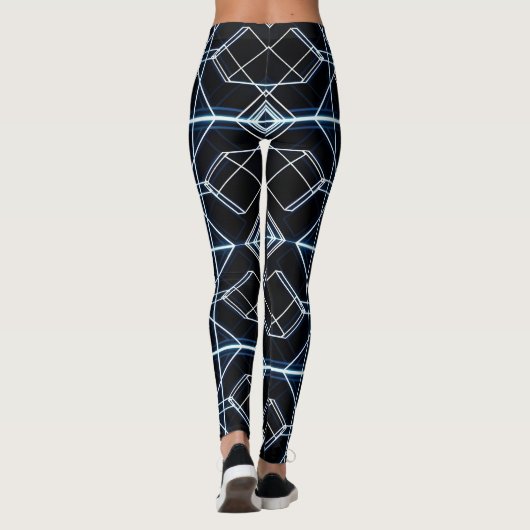 futuristisch neonrasterpatroon leggings (Achterkant)