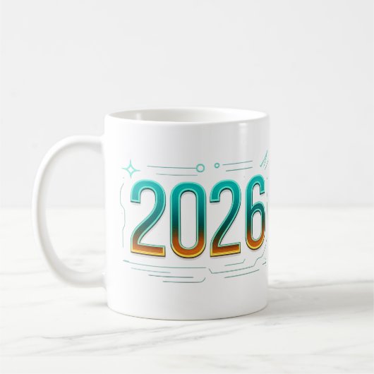 Futuristisch Nieuwjaar 2026 Mok – Stijlvol feest (Links)