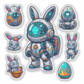 futuristisch paashaas sticker (Voorkant)