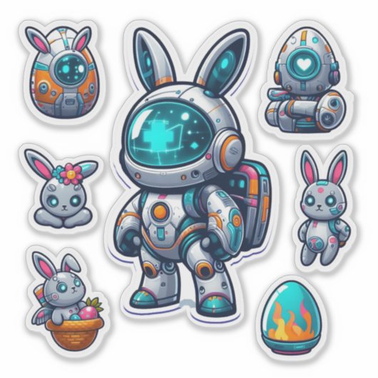 futuristisch paashaas sticker (Voorkant)