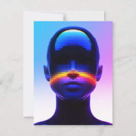 Futuristisch Pixel Art Portret – Digitaal Abstract Briefkaart
