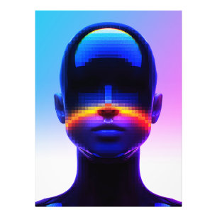 Futuristisch Pixel Art Portret – Digitaal Abstract Foto Afdruk