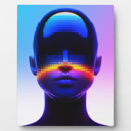 Futuristisch Pixel Art Portret – Digitaal Abstract Fotoplaat