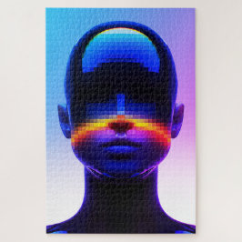 Futuristisch Pixel Art Portret – Digitaal Abstract Legpuzzel