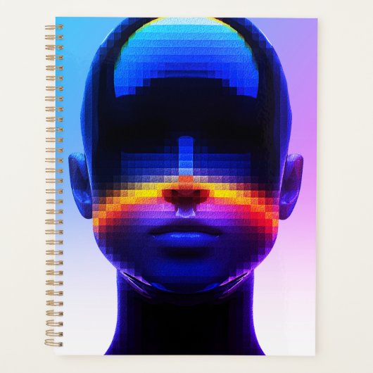 Futuristisch Pixel Art Portret – Digitaal Abstract Planner (Voorkant)
