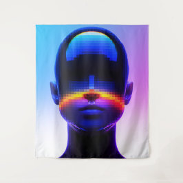 Futuristisch Pixel Art Portret – Digitaal Abstract Wandkleed