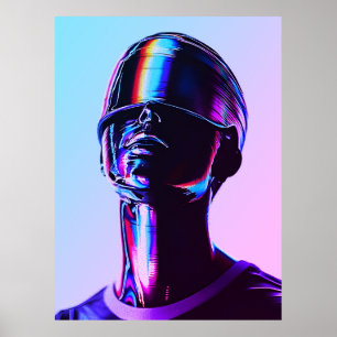Futuristisch regenboog chroom portret wandkunst poster