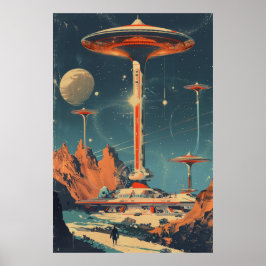 Futuristisch Retroisme Space Age Illustratie Poste Poster