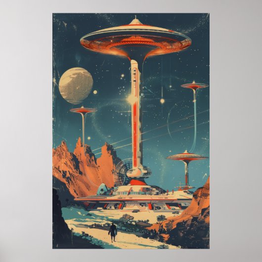 Futuristisch Retroisme Space Age Illustratie Poste Poster (Voorkant)