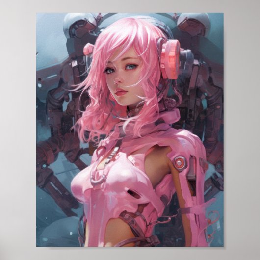 Futuristisch Roze Mech Poster - Onthulling van de  (Voorkant)