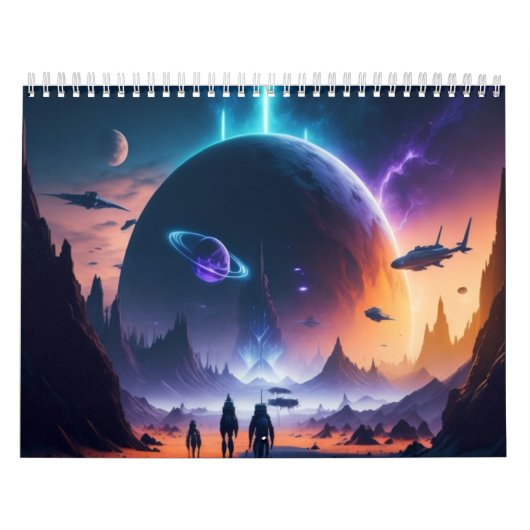 Futuristisch ruimtelandschap 2024 kalender (Hoes)