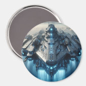 futuristisch ruimteschip met 3-inch magneet (Voorkant / Achterkant)